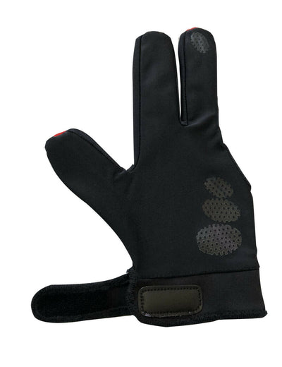 Champion Cut 3 finger Pool Cue Stick Glove- Left hand ( red black)