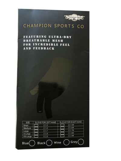 Champion Cut 3 finger Pool Cue Stick Glove- Left hand ( red black)