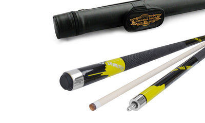 Champion Yellow Spider Billiards Pool Cue Stick, Black Champion Case, Cuetec or Champion Billiards Glove