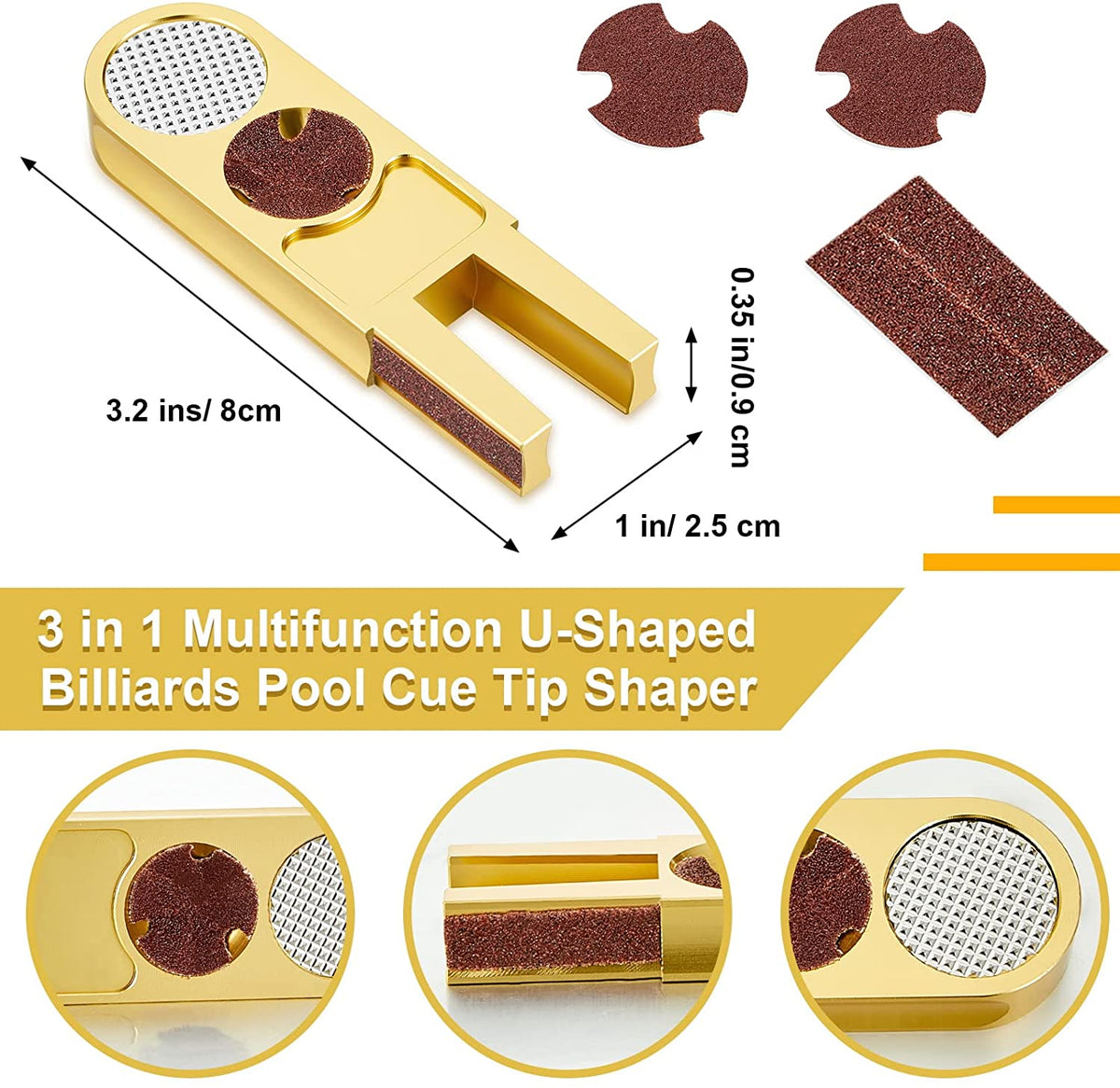 Champion Billiards Pool Cue Tip Repair Tool Accessories tapper, dime s ...