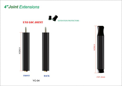 New Champion Weighted Pool Cue Joint Extension Uniloc,4 inch or 5 inch long Black