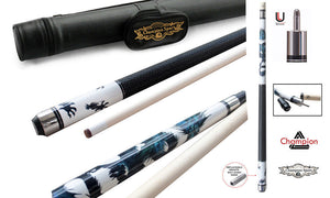 Champion Ice Dragon DL2 Pool Cue – Uni-Loc Joint Includes Hard Case Joint Protectors & Glove