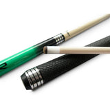 Champion Green Spider Billiard Pool Cue, Black Nemesis break cue, 2X2 Black Case