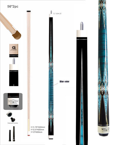 New 2022! Champion constellation series pool cue-Model No:  CN-2, 56 inches long, Tip size: 11.75mm, 12.5mm or 13mm, 5/16 x 18 Joint with joint protectors, White case or Black Case