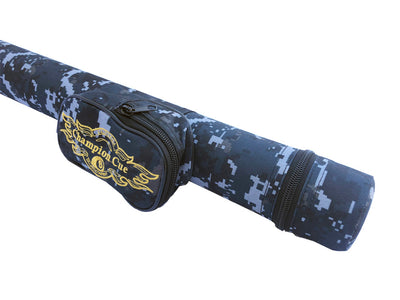 Champion 1x1 Hard Pool Cue Billiard Stick Camo Carrying Case 1B1S Nylon Case(Camo Blue)