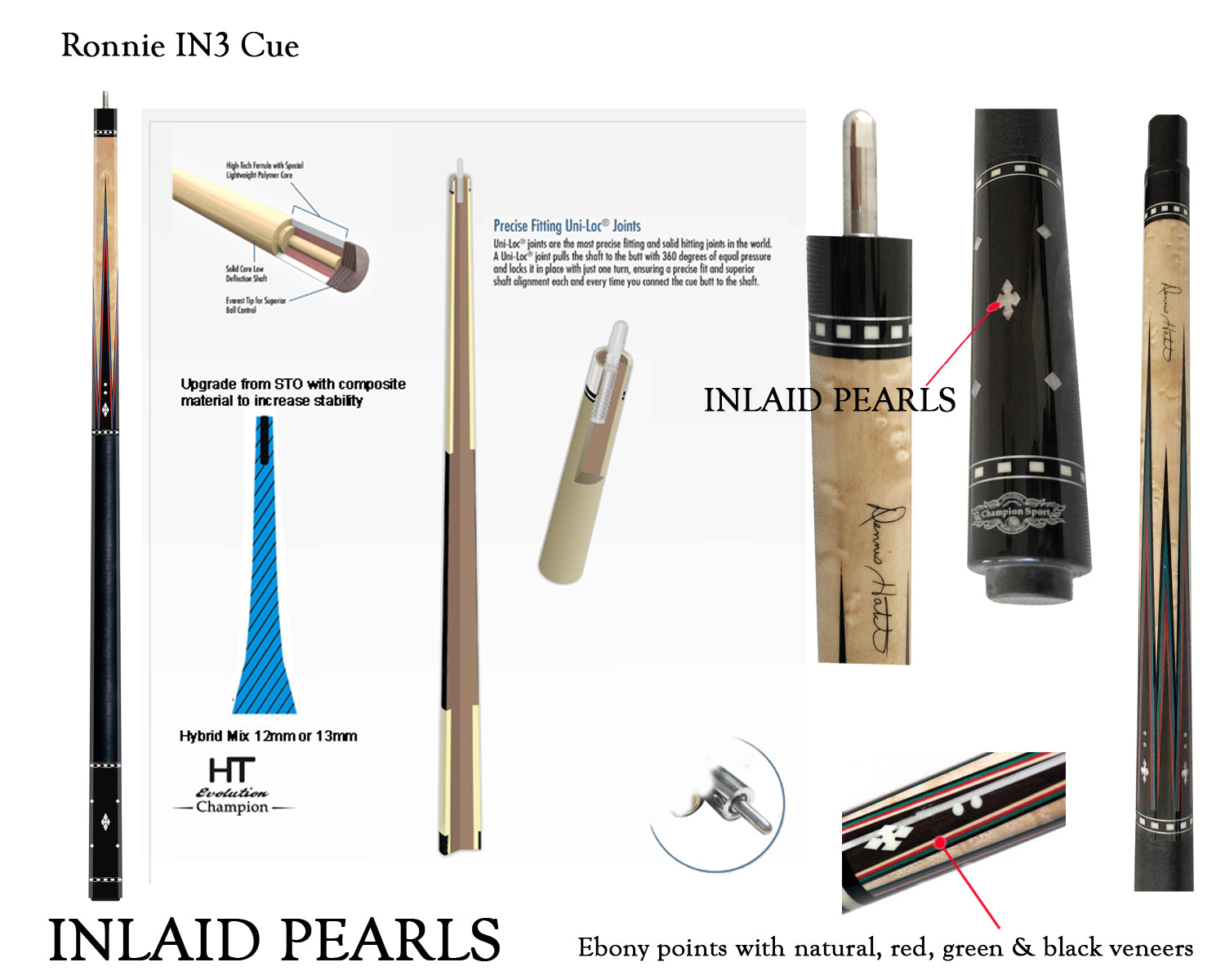 BLACK FRIDAY DEAL! Champion IN Ronnie-3 Inlaid Pool Cue with