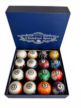 Champion  Marble Pool Balls set ( Black Rimmed Marble) Complete 16 Ball Set, buy 2 get 1 free