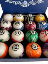 Champion  Marble Pool Balls set ( Black Rimmed Marble) Complete 16 Ball Set, buy 2 get 1 free