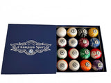 Champion  Marble Pool Balls set ( Black Rimmed Marble) Complete 16 Ball Set