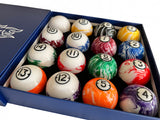 Champion  Marble Pool Balls set ( Black Rimmed Marble) Complete 16 Ball Set