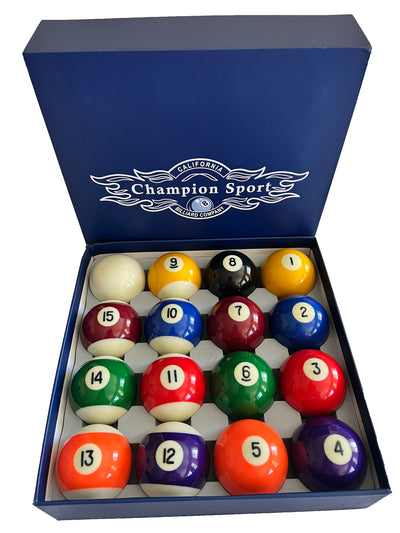 Champion Classic Standard 2-1/4" Billiard Pool Ball Set Complete 16 Ball Set