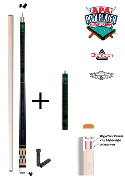 Champion Noroc Pool Cue Stick Uniloc Joint, Low-Deflection Shaft,Pro Taper,Model: LPC504-U