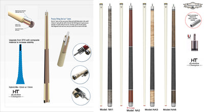 Champion Inlaid Custom Billiard NA Pool Cue Stick, Hybrid Shaft, Uni-loc Joint, Model: NA6