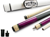 Champion ST8 Purple Pool Cue Stick ,Black/White/Purple Hard Pool case, Cuetec Glove
