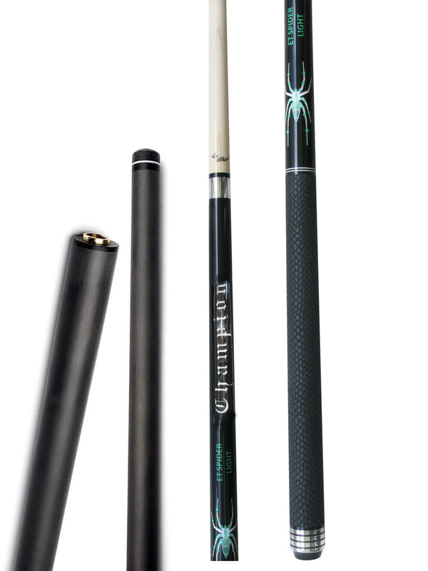 Black Friday Deal! Champion Black spider cue with a Limited Edition Evolution Carbon Shaft, 12.5mm, Radial Joint, 29