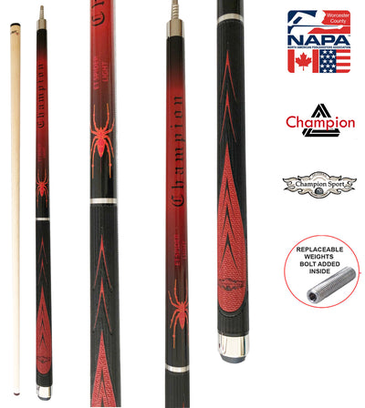 Champion Spider Billiards Maple Pool Cue Stick Billiard Glove