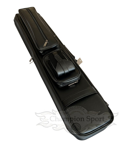 Champion Black bag Leatherette 4x8 Pool Cue Case Hold 4 Butts 8 Shafts, Black D-0437