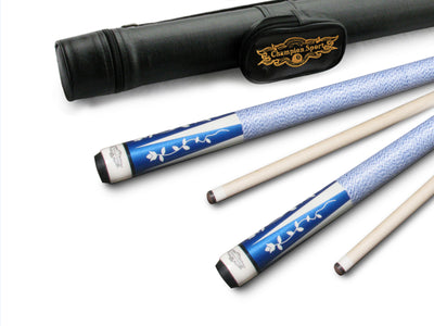 Champion Gator Blue TR5 Pool Cue Stick (5/16 x18), White or Black Hard Case, Cuetec Glove