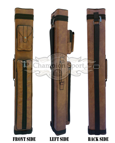 Champion leatherette Cue Cases 4x6 Holds 4 butts and 6 shafts pool cue,   Model: I-62605DB Dark Brown