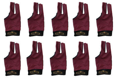 Champion Cut 3 finger Pool Cue Stick Glove- Left hand ( Blue, Wine, Black)
