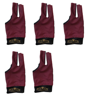 Champion Cut 3 finger Pool Cue Stick Glove- Left hand ( Blue, Wine, Black)