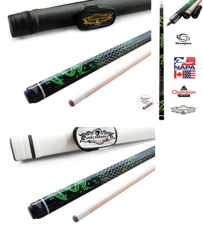 Champion Green Dragon Pool Cue Stick, 314 Taper, 5/6x 18 ,Tip size: 12mm,12.7mm, 13 mm