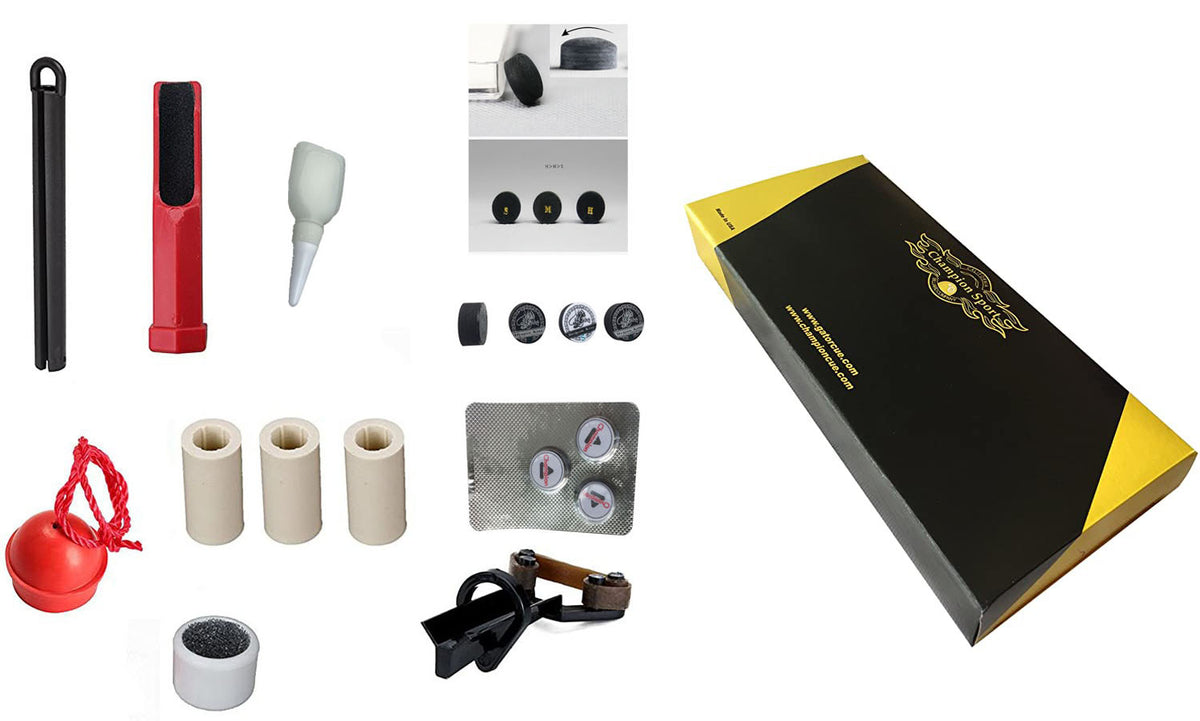 Pool Cue Tip Repair Accessory Kit + 6 Tips + 3 Ferrules ChampionCues