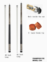 New Champion  KC-4 Children's Billiards Cue 48 inch or 52 inch, 16-20OZ, Champion or Champion glove, Color: Grey