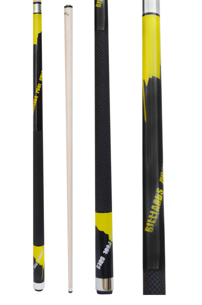 Champion Yellow Spider Billiards Pool Cue Stick, Black Champion Case, Cuetec or Champion Billiards Glove