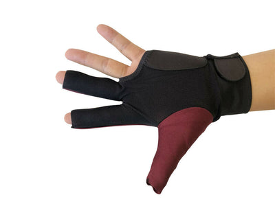 Champion Cut 3 finger Pool Cue Stick Glove- Left hand ( Blue, Wine, Black)