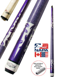 Champion Gator Purple TR6 Pool Cue Stick with Low Deflection Shaft, Cuetec Glove