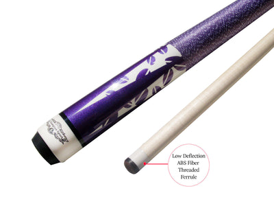 Champion Gator Purple TR6 Pool Cue Stick with Low Deflection Shaft, Cuetec Glove