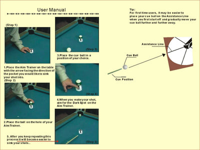 Champion Training Cue Ball for Pool Table size 2-1/4" 57mm and aim trainer, buy 2 get 1 free