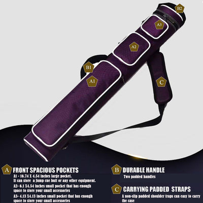 Champion 2X4,3x6 purple Nylon Billiard Pool Cue Stick Hard Case 4S2B, 6S3B