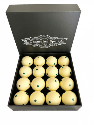 Champion 2-1/4" Billiard Practice Training Pool Cue Ball (Green 6 dot, 16 balls/box)